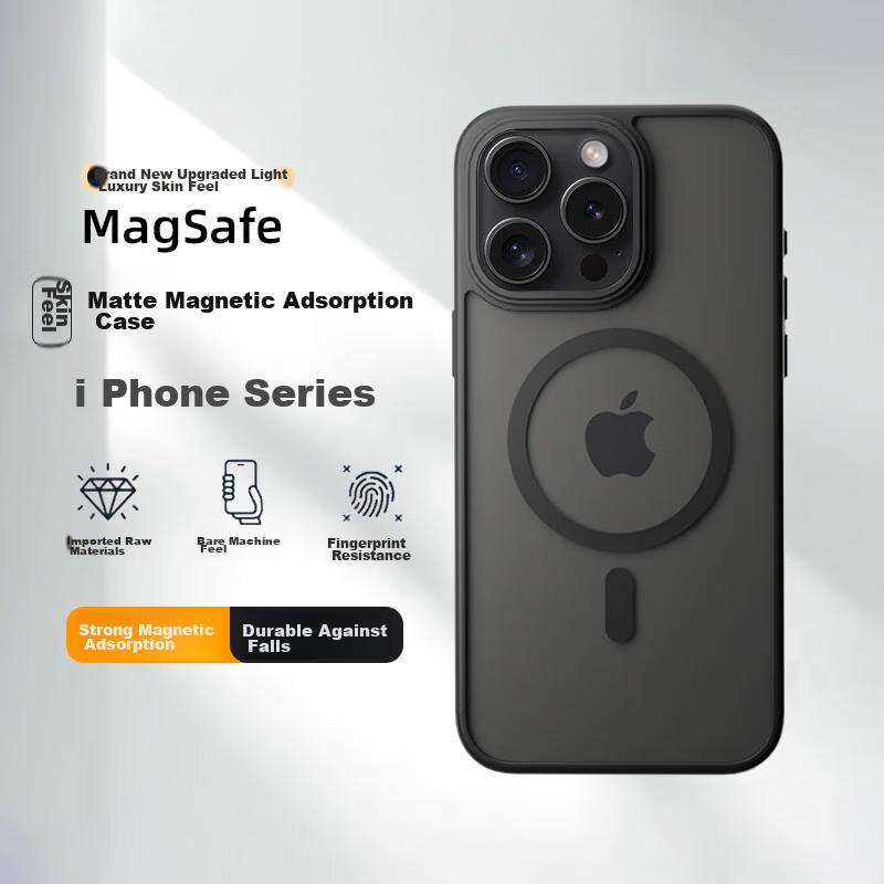 Case for Apple IPhone 14 Pro, Protective Cover with Wireless Charging, Ultra-Thin Shockproof, Skin-Friendly Frosted Semi-Transparent, Midnight Black