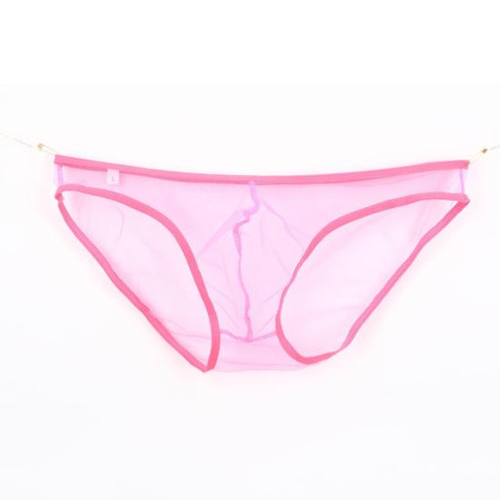 Men Sexy See-Through Mesh Solid Color T-Back Thong Briefs Low Rise Underwear