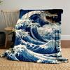 "Majestic Dragon Amid Ocean Waves" Patterned Blanket, Flannel, Suitable for All Seasons, Home Decor, Warm and Cozy