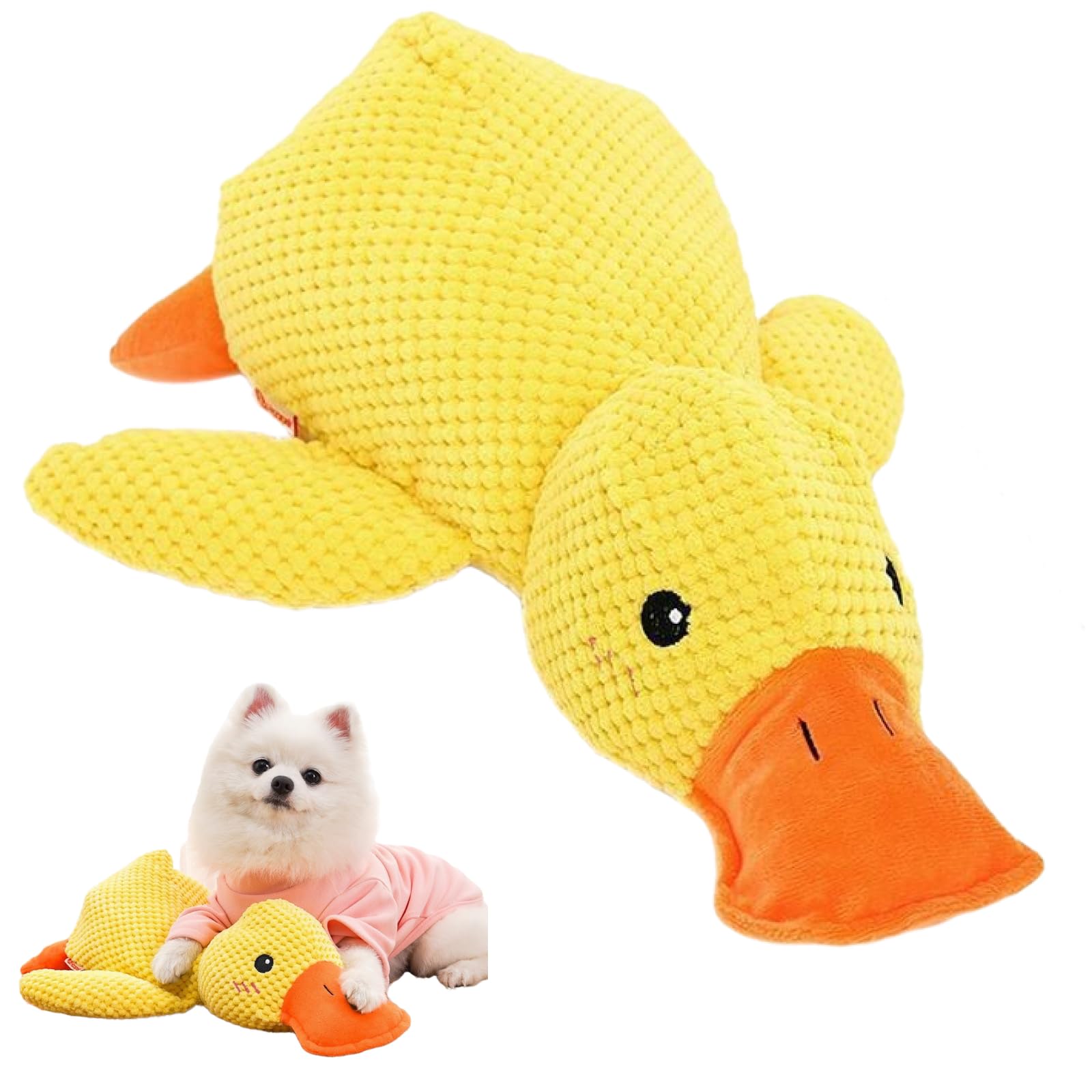 SAKURAN Пищащая Утка Плюшевая Собака Прочная и для Прорезывания Зубов Стресс для и Больших Собак Игрушка, Жевательная, Игрушка, Мягкая, Снимающая Стресс, Развивающая, Снимающая Стресс, Моющаяся,
