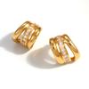 Cross-border Stainless Steel Hoop Earrings Light Luxury Premium Feel Featuring Cubic Zirconia 18k Real Gold Plating