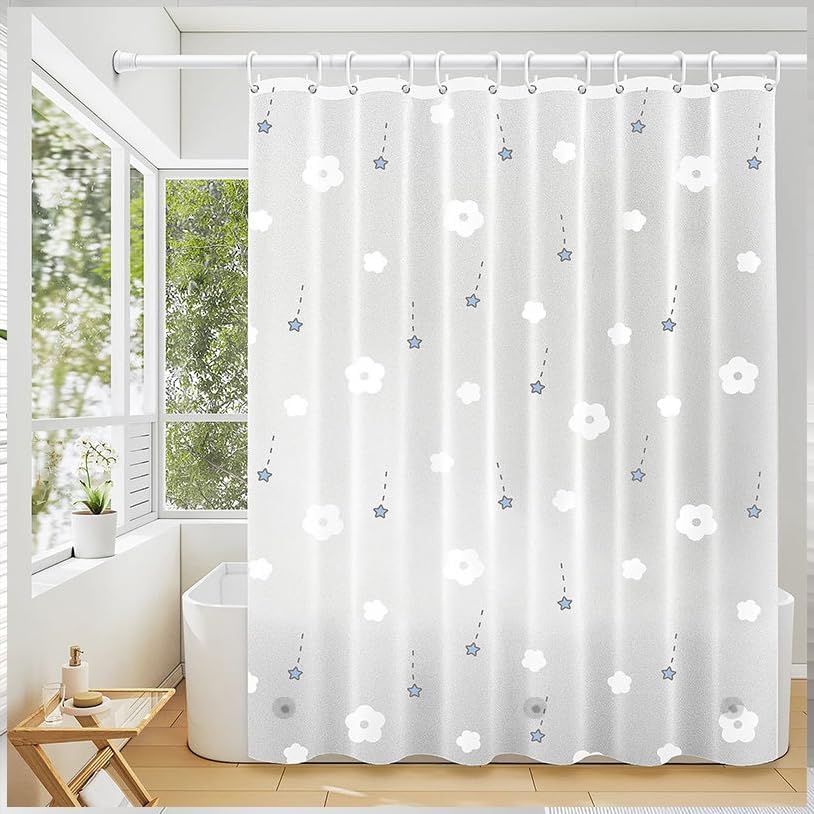 Shower Curtain Liner, 4G PEVA Green Leaf Shower Liner, Plastic Waterproof Shower Curta, 72x72 inch with Grommet Holes 3 Magnetic Weights