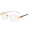 Men Women Fashion Retro Square Hip Hop Sunglasses Luxury Gold Rimless Shades Glasses