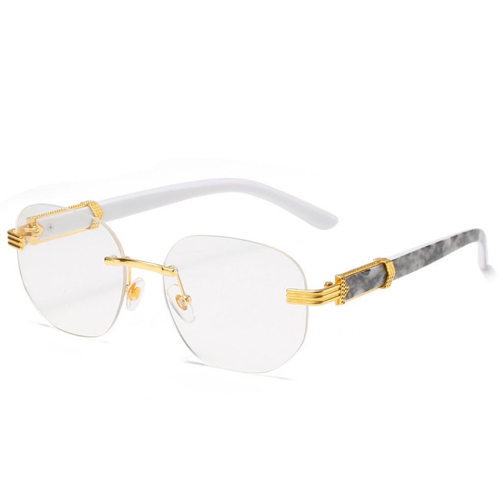 Men Women Fashion Retro Square Hip Hop Sunglasses Luxury Gold Rimless Shades Glasses