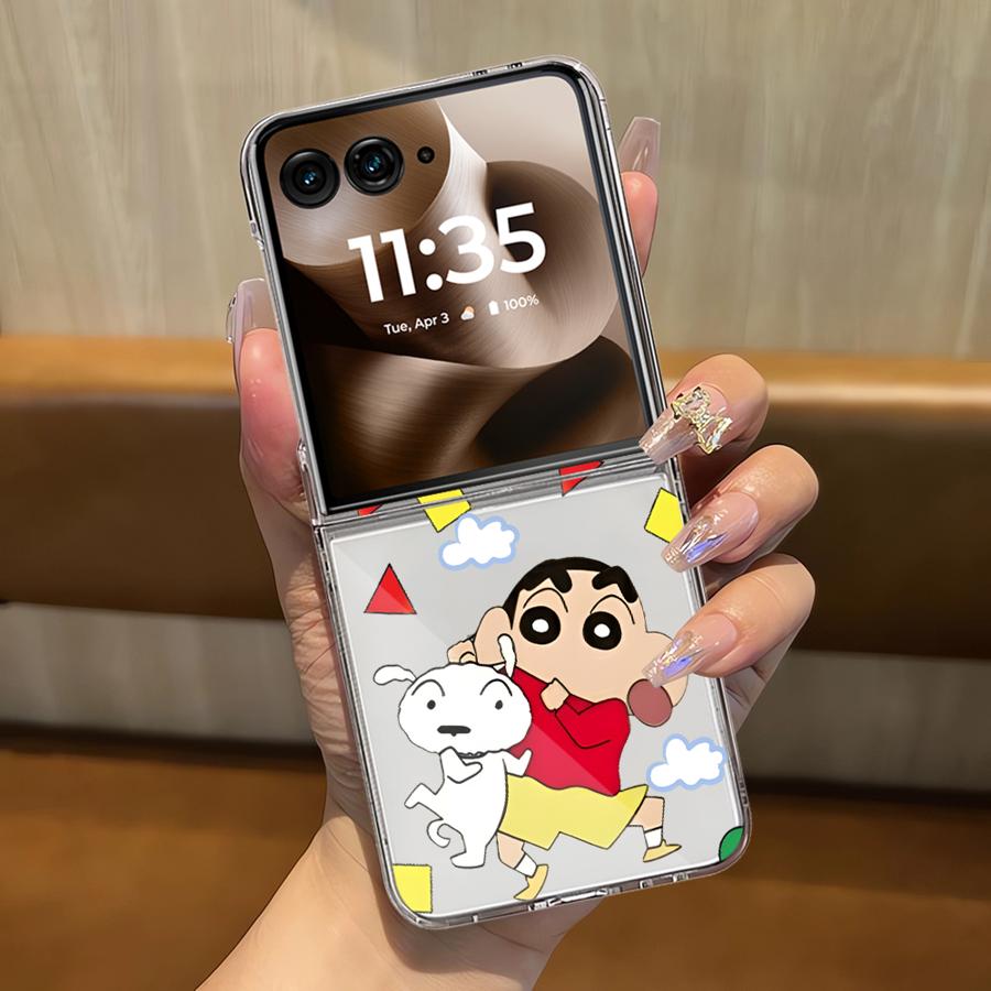 Soft Clear Phone Cover Luxury Funda Case for Motorola Razr 60 Ultra 50 50Ultra 50/60 Frog Crayon Shin Chan