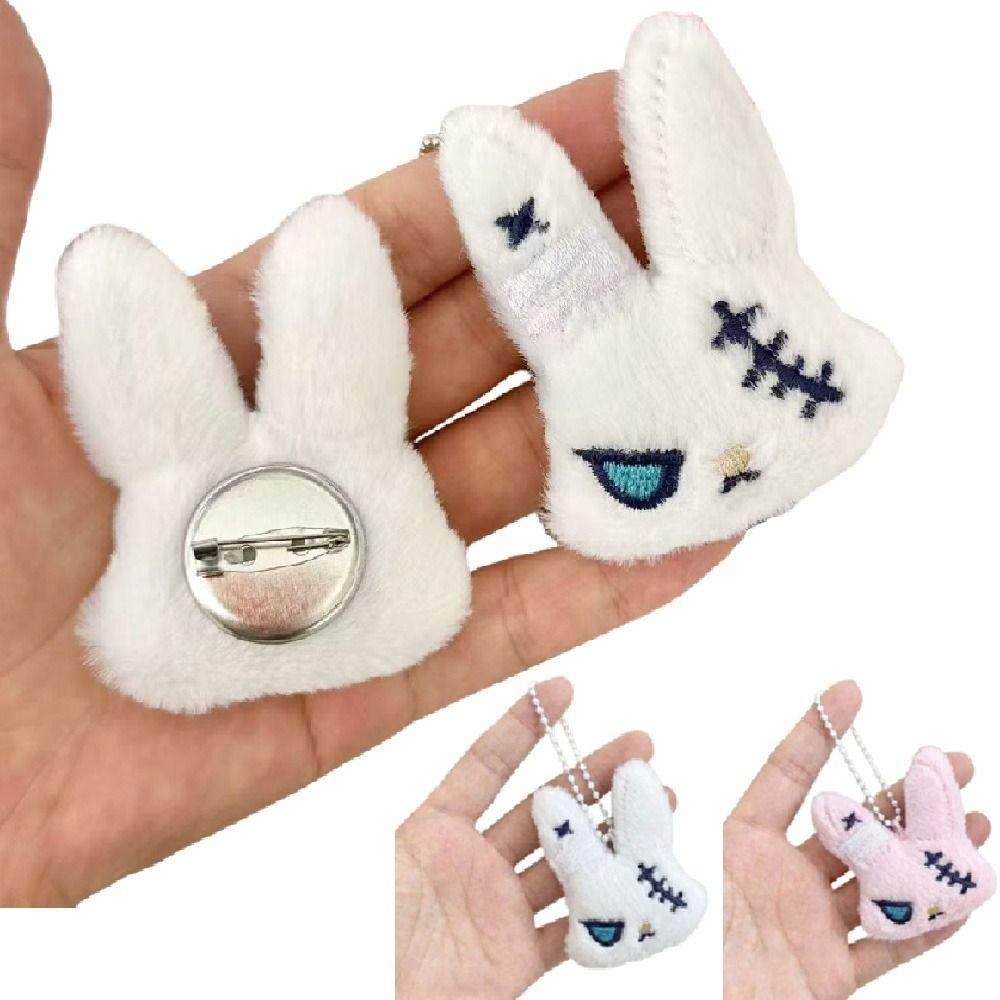 Animal Plush Rabbit Brooch Cute Halloween Key Rings Fashion Fluffy Backpack Pendant Party Gifts