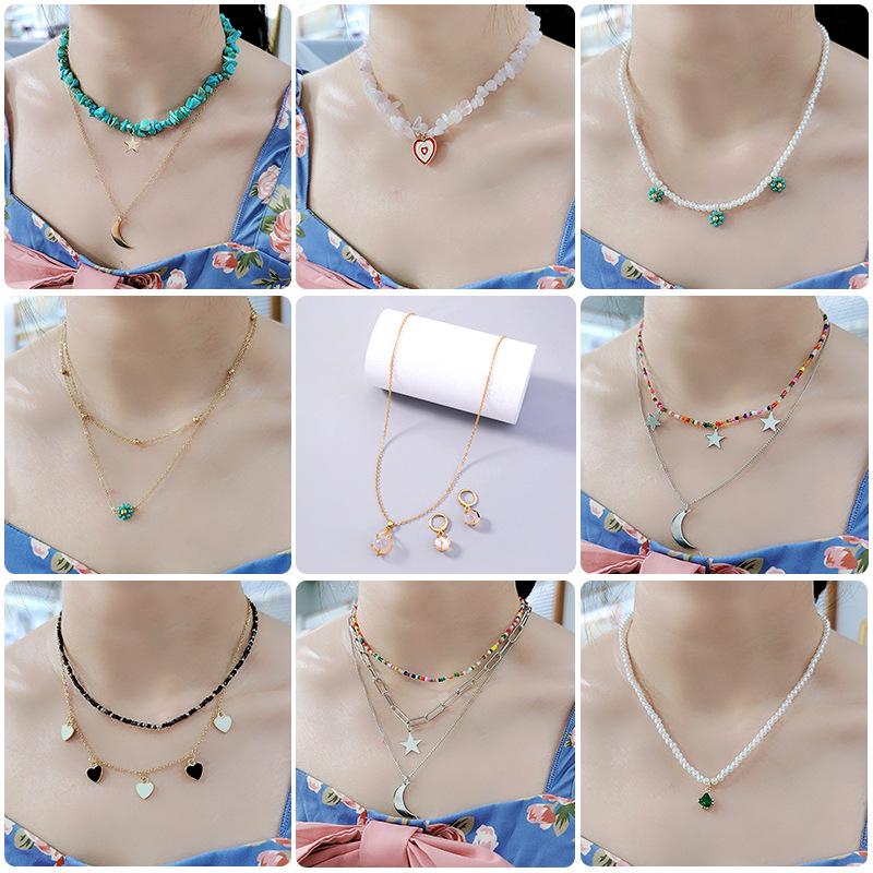 

Retro Bohemian Multi-Layer Necklace with Colorful Beads and Star-Moon Choker