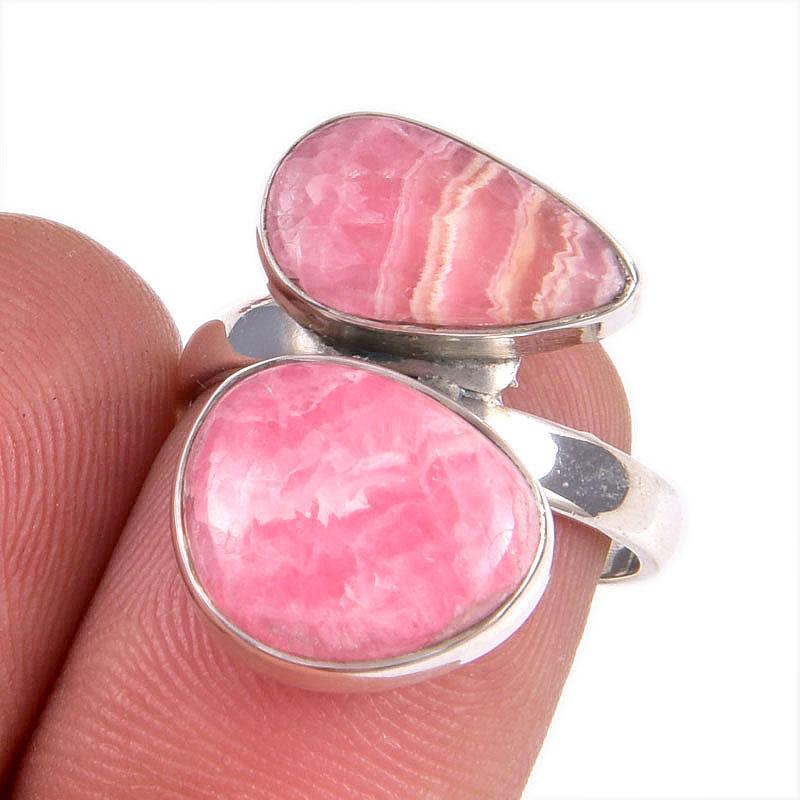 

Natural Rhodochrosite Gemstone 925 Solid Sterling Silver Jewelry Ring S.7 J9A48