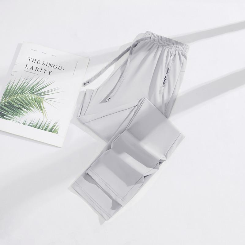 Men's Thin Ice Silk Summer Joggers: Breathable, Quick-Drying, Sun-Protective Running and Sports Pants for Outdoor Activities