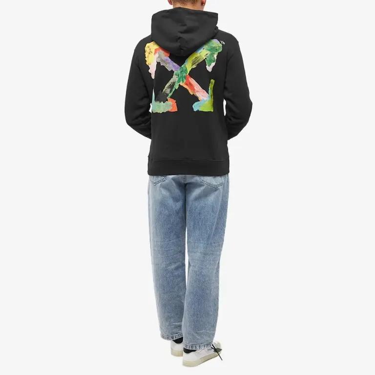 Off-White Brush Arrows Slim Skate Hoodie 'Black Multi-Color' Men's OMBB097S23FLE0041084