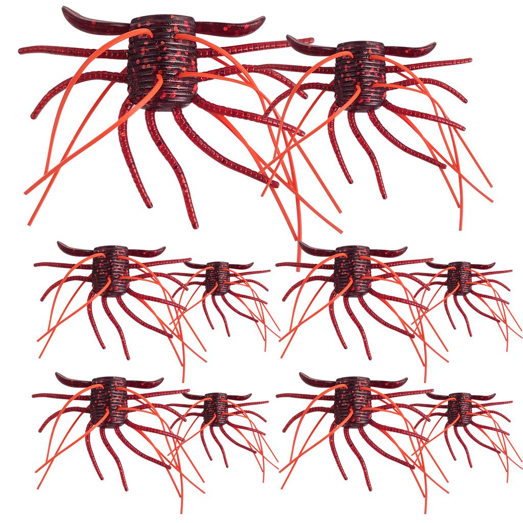 1.8g&2.8g 10pcs Sinking Soft Fishing Lure Wacky Worms with Multiple Tentacles Bass Fishing Artificial Bait Tackle