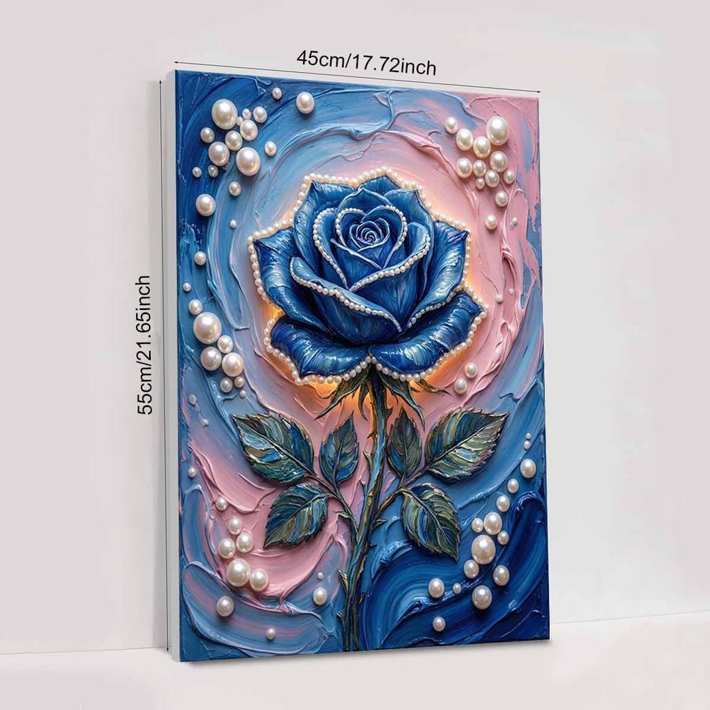 Crystal Pearl Painting 5D DIY Frame Decoration Painting Blue Rose Home Wall Decoration Transparent Pearl Gemstone Painting Picture Art Crafts