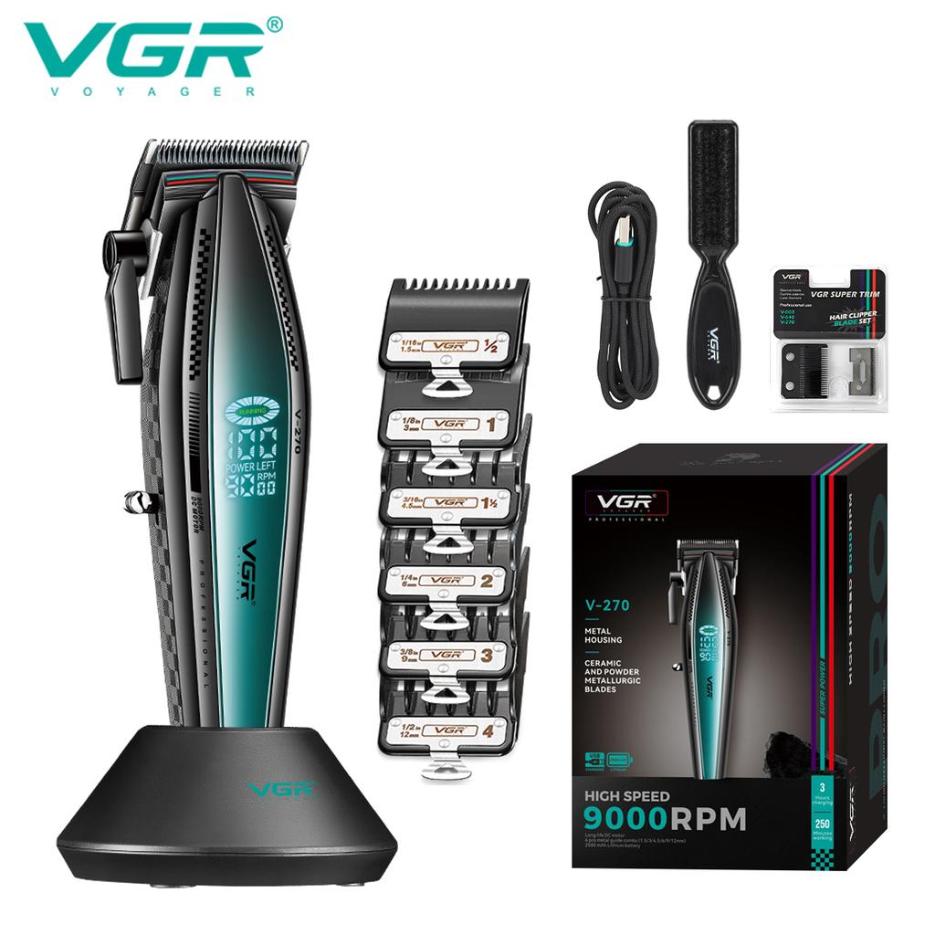 VGR V-270 Professionelle Elektrische Schiebeschere Metall Mecha Wind Körper Männer mit Basis Haarschneider LED Digitalanzeige Öl Kopf Haarschneidegerät für Zuhause