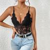 Women Sexy Black Mesh Perspective Bodysuits Lace Strap Solid Tights Jumpsuits