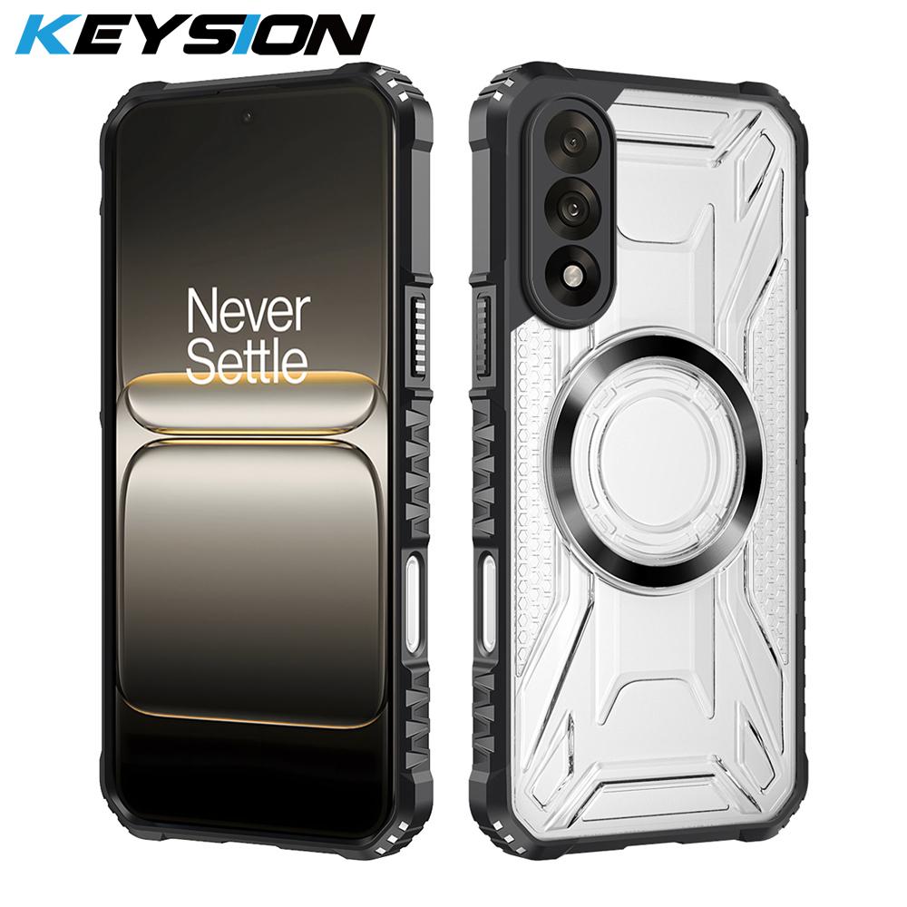 KEYSION Transparent Magnetic Case for OnePlus Nord 5 5G Soft Silicone+PC Heavy Duty Shockproof Phone Cover for OnePlus Nord 5