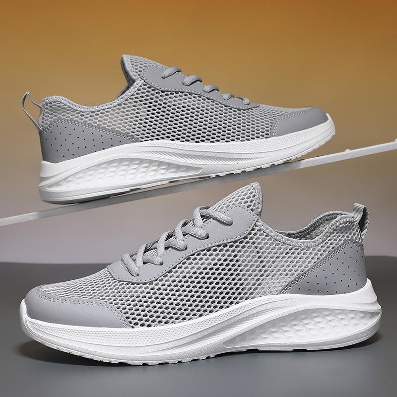 

Men s shoes summer hollow mesh shoes mesh breathable thin lightweight casual sports shoes large size thick-soled travel running shoes 39 серый
