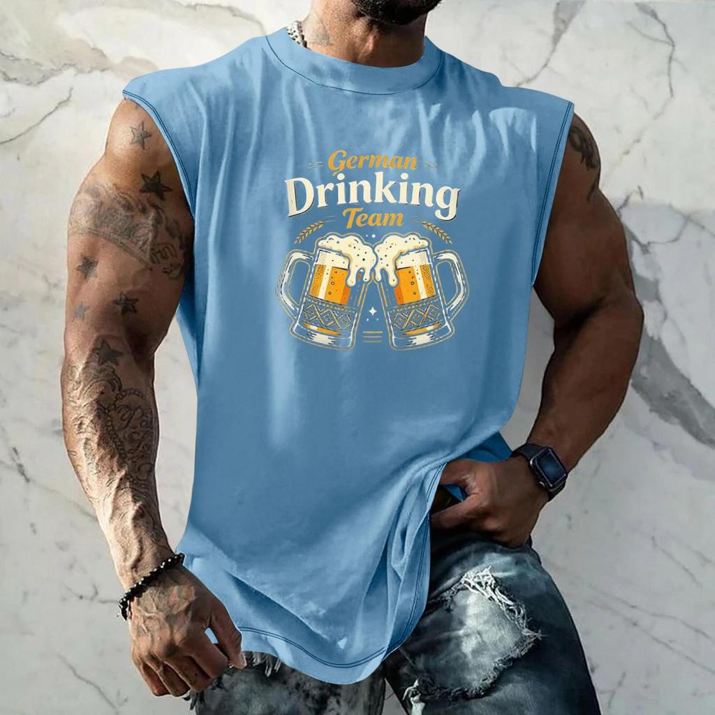 Men Sleeveless Tank Top Loose Fit Casual Streetwear Sport Vest with Unique Texture Print Suitable for Festival Holiday Daily Wear