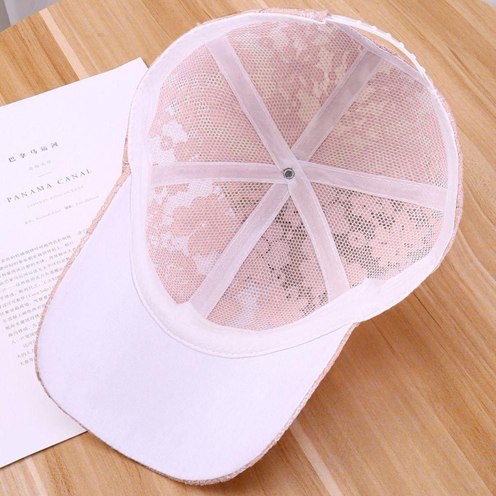 Verstellbare Baseballkappe mit floraler Spitze Atmungsaktiver Streetwear-Hut Modischer Netz-Baseballhut Für Damen