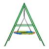 Swing Set for Backyard, 100 Cm Saucer Swing Seat with Heavy Duty A-Frame Metal Stand, 199.6 Kg Load Capacity, Reinforced with Spiral Ground Anchors,
