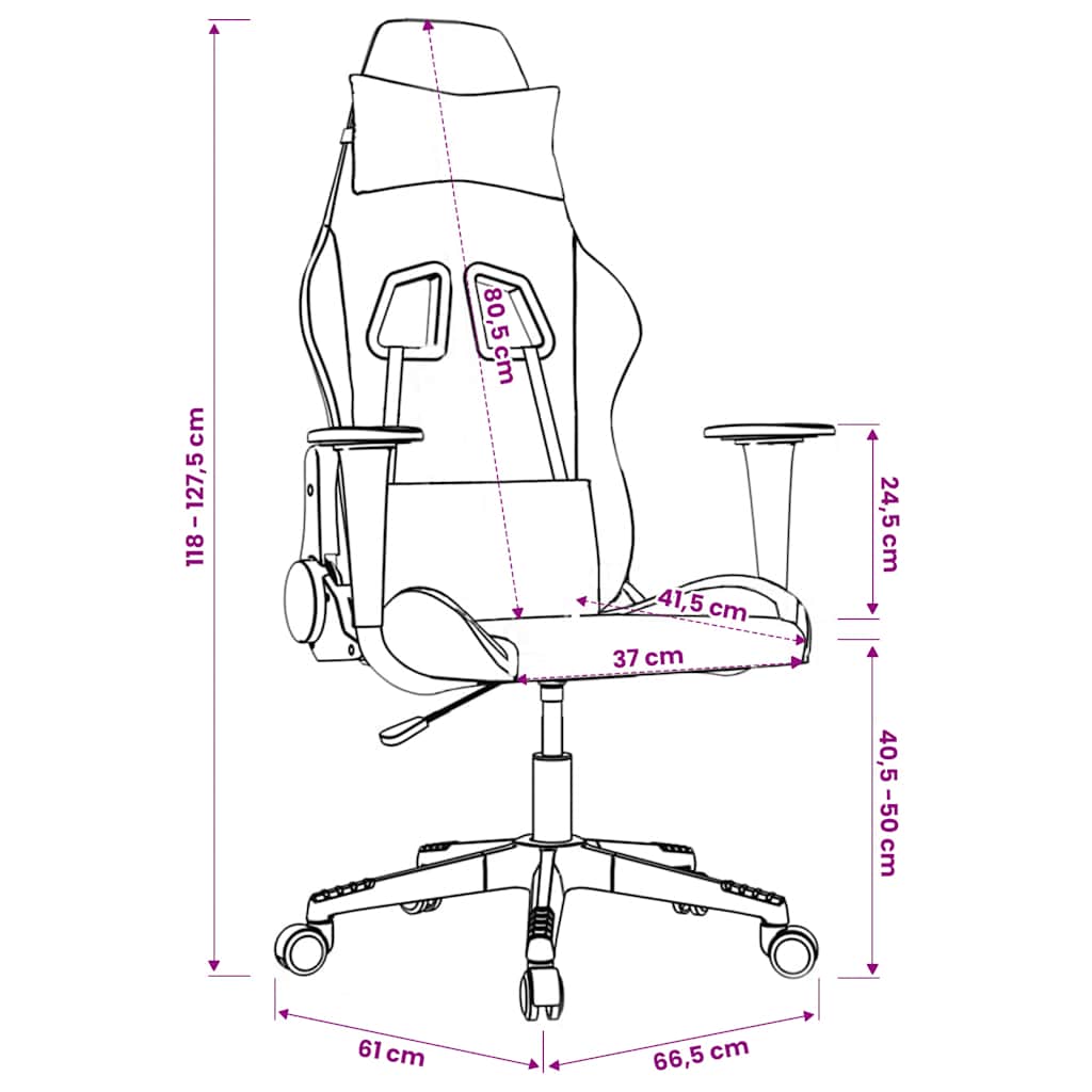 Gaming Chair with Massage Function White and Pink Artificial Leather