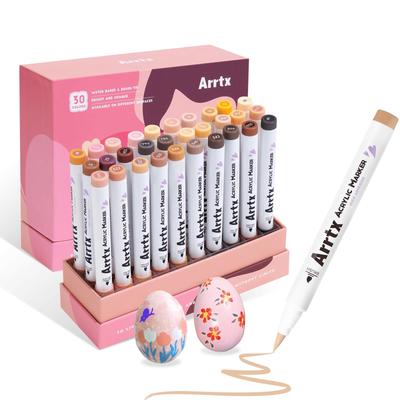Arrtx Acrylic Paint Skin Realistic Skin Brush for Illustrations and Suitable for Professionals and Beginners Markers, Tones, 30-Color Set, Tones,