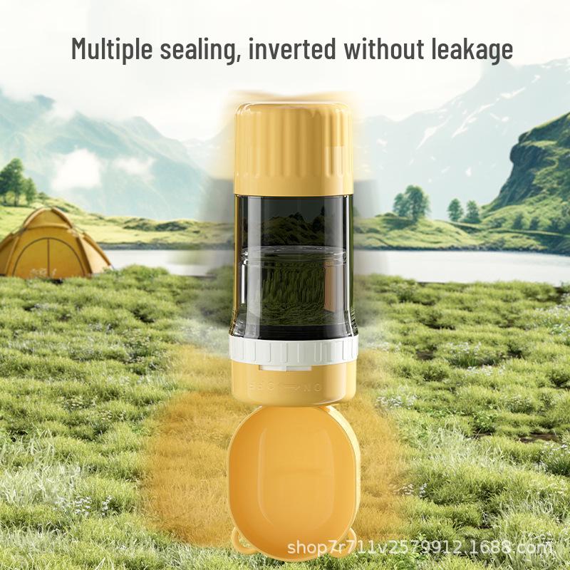 

Portable Pet Water Bottle & Feeder for Small Dogs Gray Pet Outdoor Companion