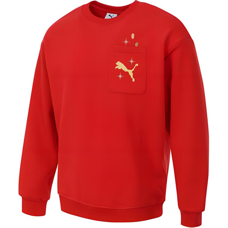 Puma Casual Crew Neck Logo Long Sleeve Sweatshirt Men Sweatshirt Red 631417-11