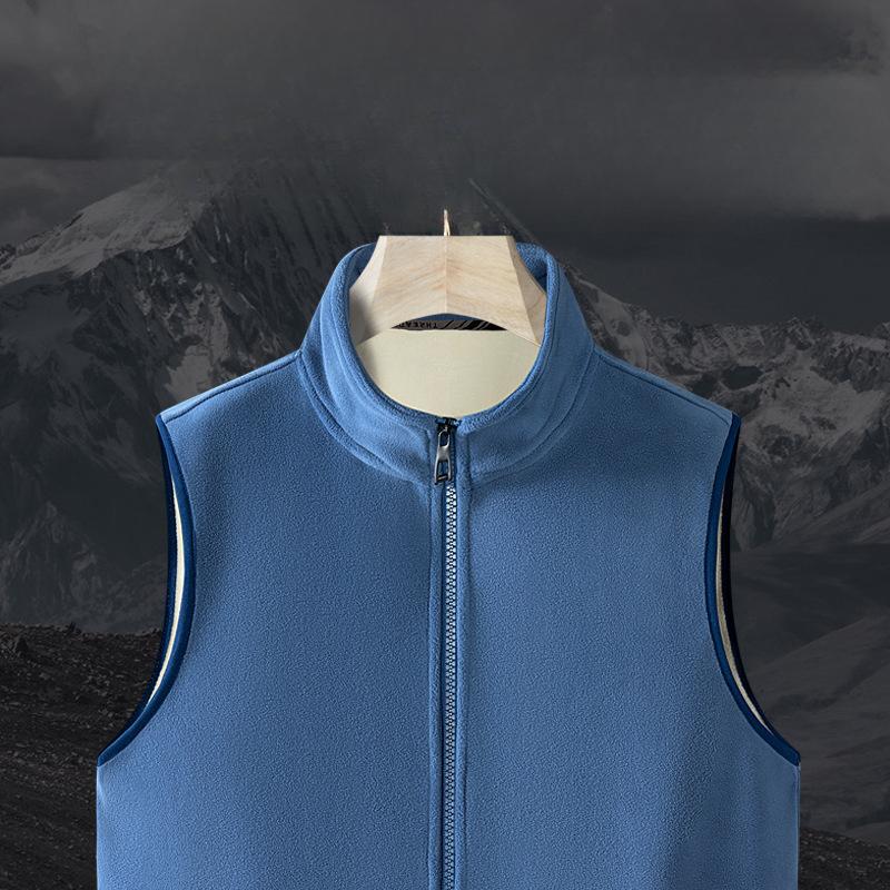 Fleecegefütterte Verdickte Übergröße Herrenweste Herbst Winter Neu Stehkragen Lässige Weste Jacke