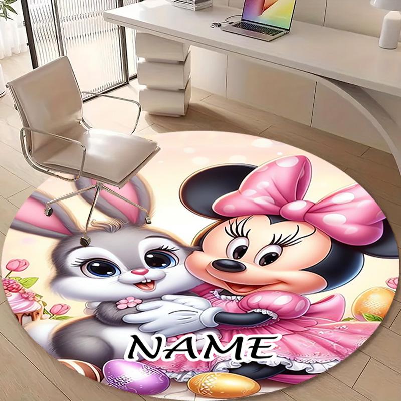 Personalized M-Minnie Round Chair Office Rug - Perfect for Mat, Office Chair & More - Ideal Gift for Birthdays and Holidays