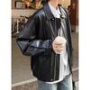 Brown Leather-Like Jacket Women's Hong Kong Style Autumn Winter Loose Fit American Vintage Motorcycle Jacket Top