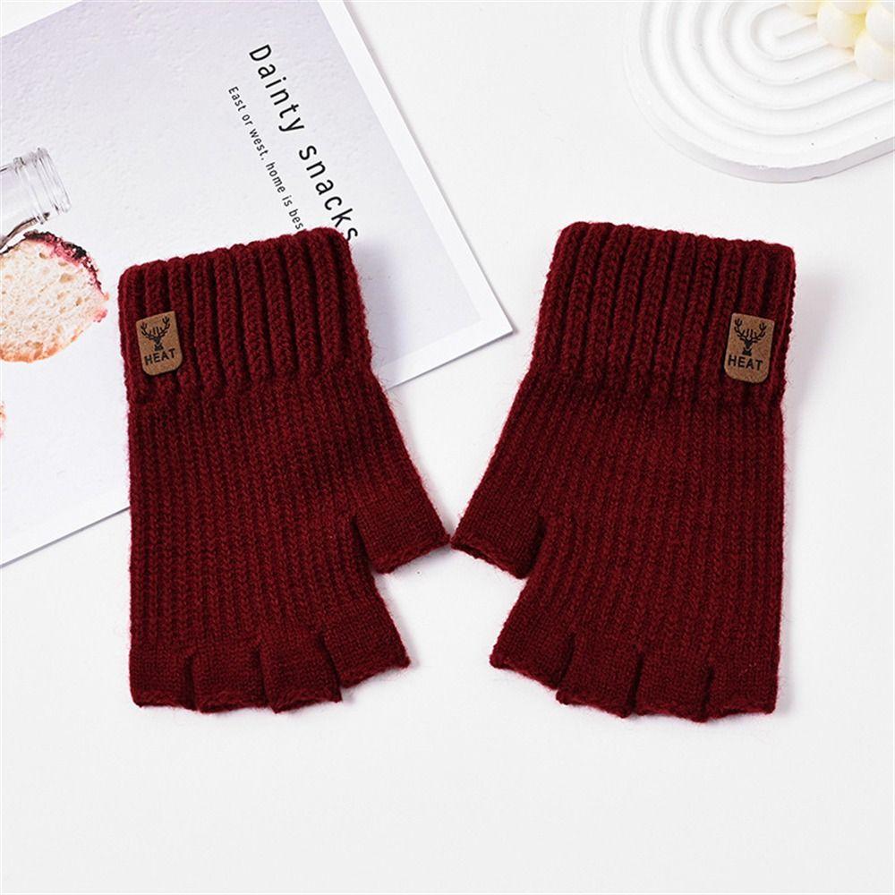 Thicken Warm Gloves Elastic Half Finger Gloves Fashion Knitted Mittens for Working