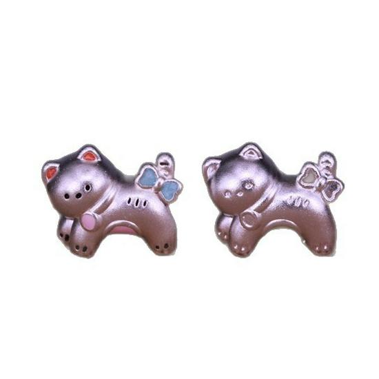 Sterling Silver Bowknot Kitten Beaded Rope Accessory - Handmade Cute Kitten Amusement Park Theme.