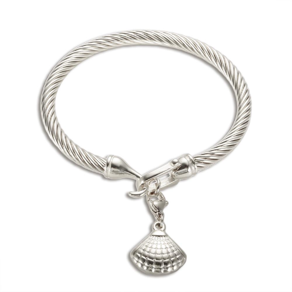 Elegant Stainless Steel Wire Bracelet with Diamond Accent and Non-Fading Horseshoe Buckle