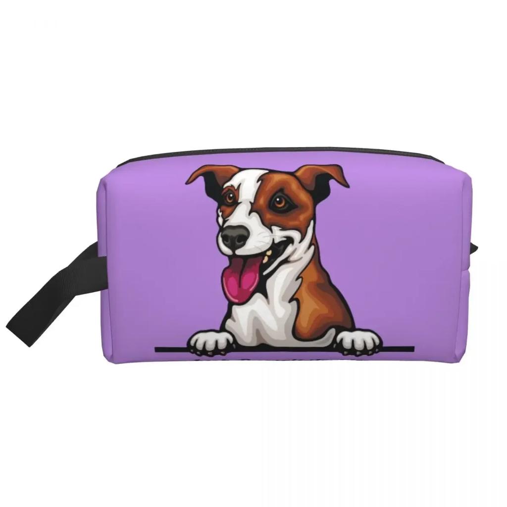 Travel Peeking Dog Jack Russell Terrier Toiletry Bag Portable Cosmetic Makeup Organizer for Women Beauty Storage Dopp Kit Box