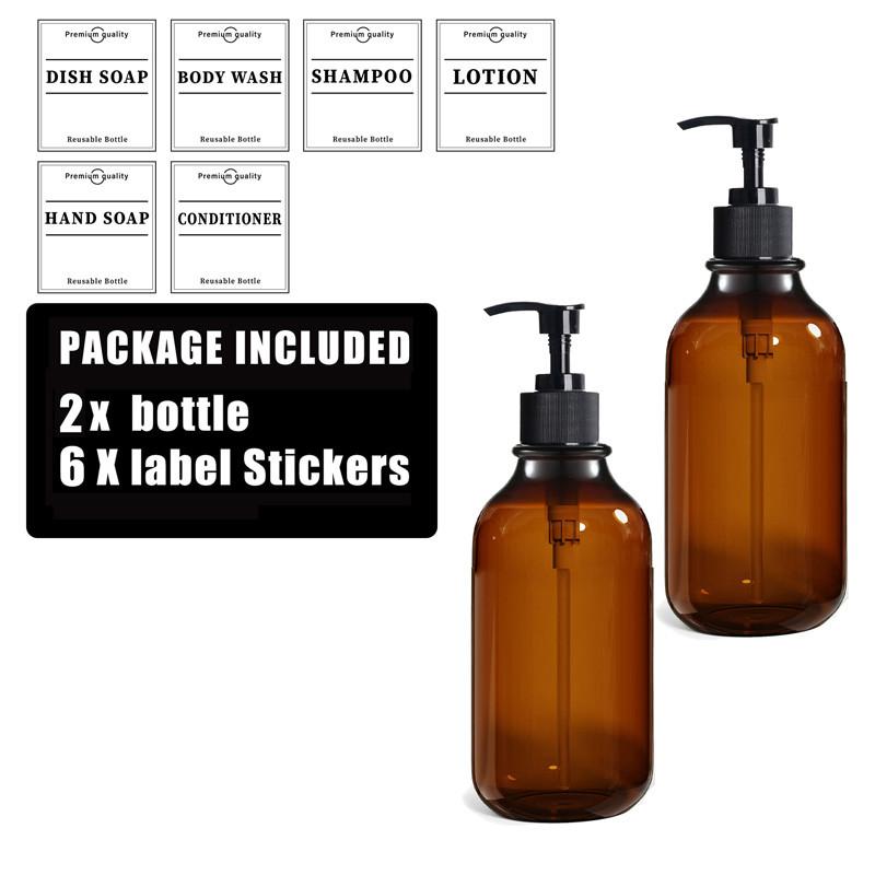 

Пластиковый дозатор для мыла для душа из ПЭТ, настенный дозатор для шампуня, кондиционера, геля для душа, многоразовый флакон с дозатором и этикетками 500 мл Type 1