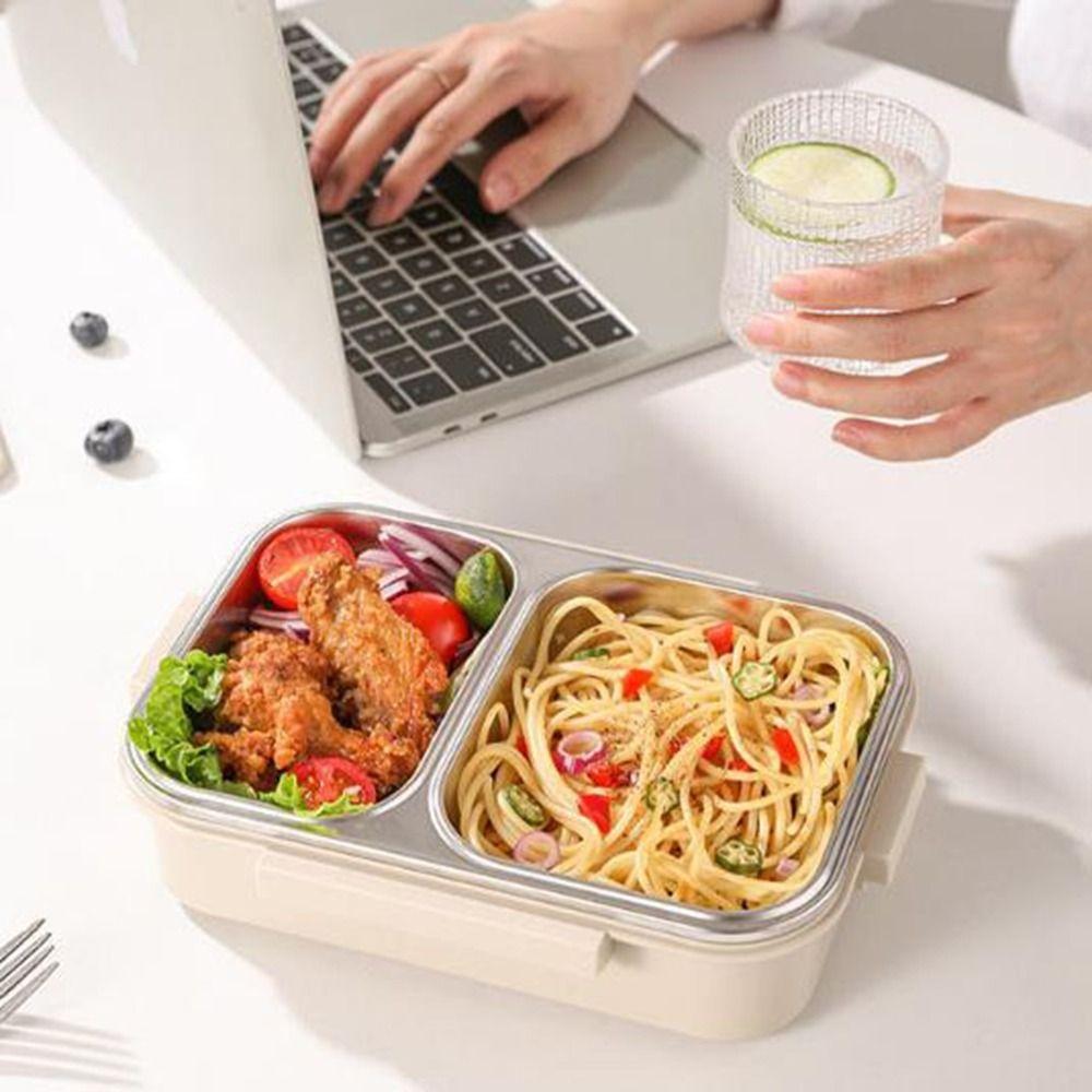 Sealed Stainless Steel Lunch Box Rectangle Rectangle Lunch Box 2/3 Gird Food Storage Box  Outdoor