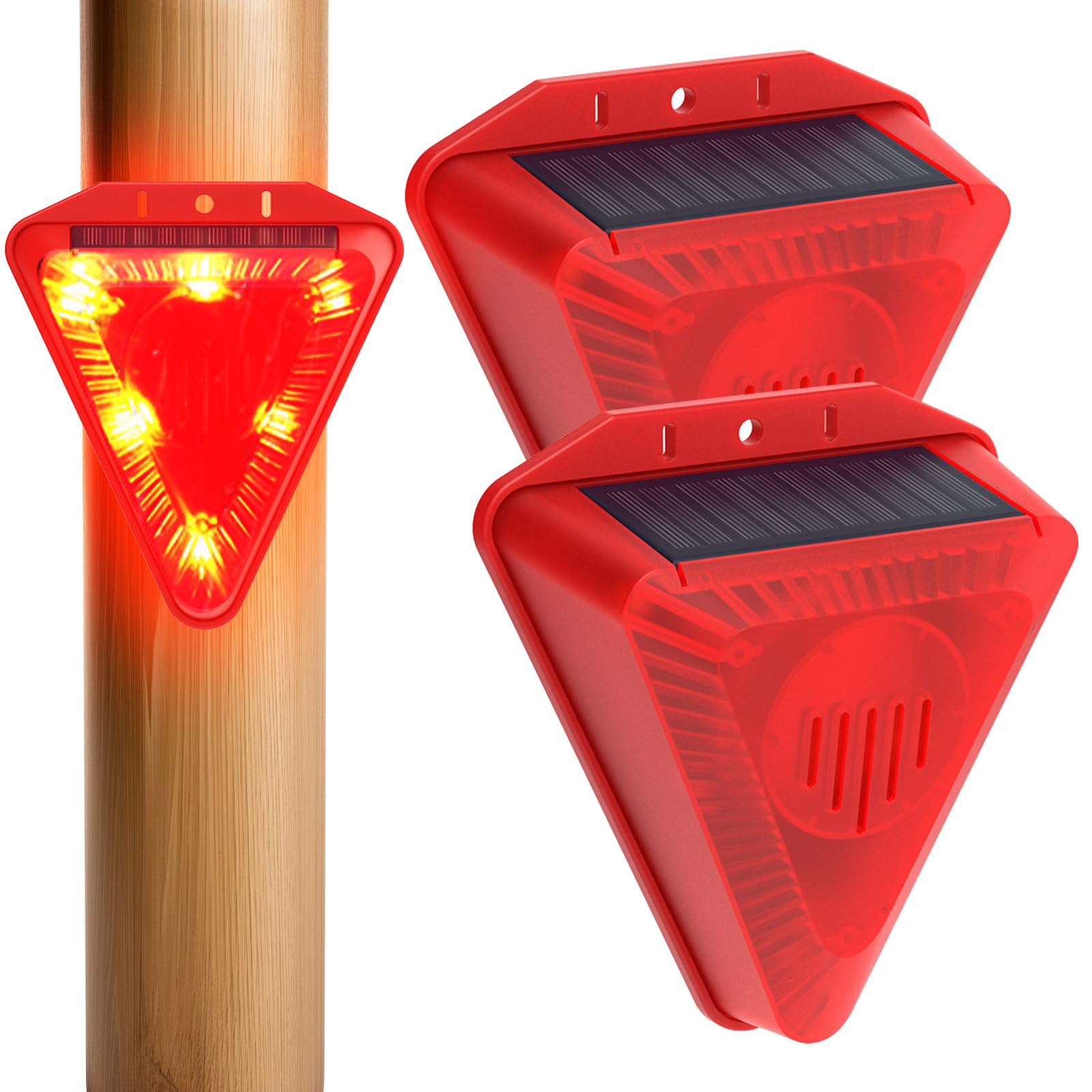 

ziyue Solar Burglar Alarm, 2-Pack, Solar Charging, 129dB Loud Sound, 4 Modes, Waterproof, LED Warning Light, Flashing Alarm, Solar Light, Day and
