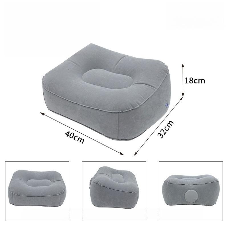 Long Distance Travel Portable Compression Inflatable Foot Pillow, Thickened PVC Plush Folding Foot Pad