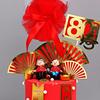 Creative Red Folding Fan Cake Topper for Grandpa and Grandma's Birthday Celebration