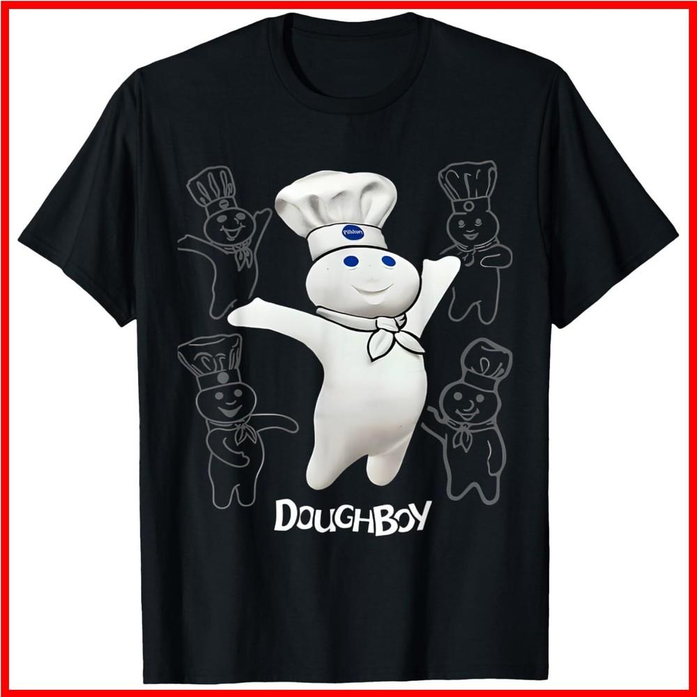 Pillsbury Doughboy Funny Design The Dough Baking Costume Black Cotton T-Shirt Unisex T-Shirt XXXL