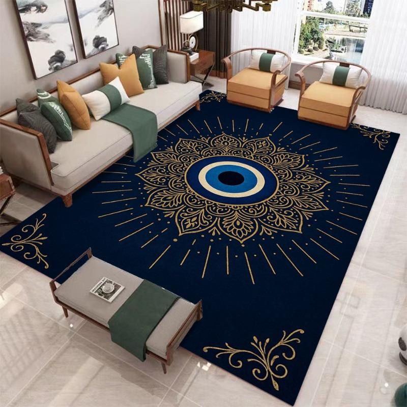 Cosmic Eye Carpet Mat Rug Hamsa Hand Evil Eye Starry Sky Gold Mandala Modern Living Room Home Decor Non-Slip Soft Floor Mat