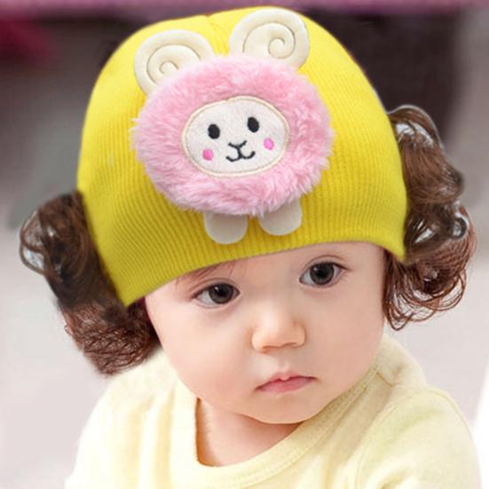 Cute Rabbit Animal Baby Girls Boys Woolen Yarn Knit Wig Hat Skull Cap Beanie