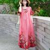 Summer Women's Plus Size Dress Loose Round Neck Floral Dress Soft Skin-friendly Breathable Long Dress