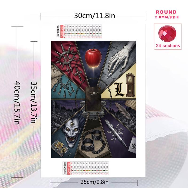 Death Note Symbol & Ritual Art Set Pattern 3pcs 100% Round Full Drill 5D DIY Diamond Painting Embroidery Cross Stitch Rhinestone Décor