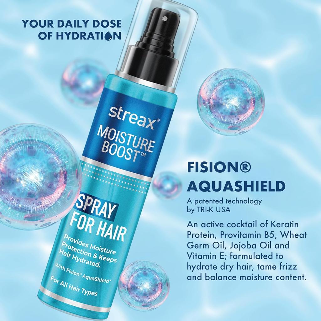 Streax Moisture Boost Spray Hair Serum 50 Ml Pack of 1 Hydrating Frizz Free Smooth Silky Hair Styling for Women Men
