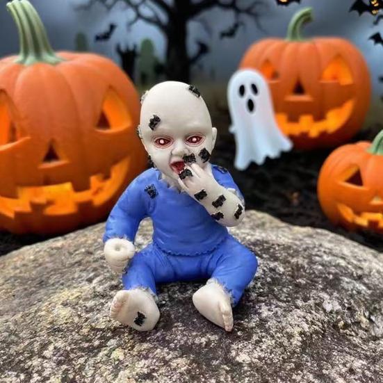 Halloween Ghost Baby Statue Creepy Zombie Baby Doll Figurine Sculpture Holiday Party Desktop Decoration Ornament