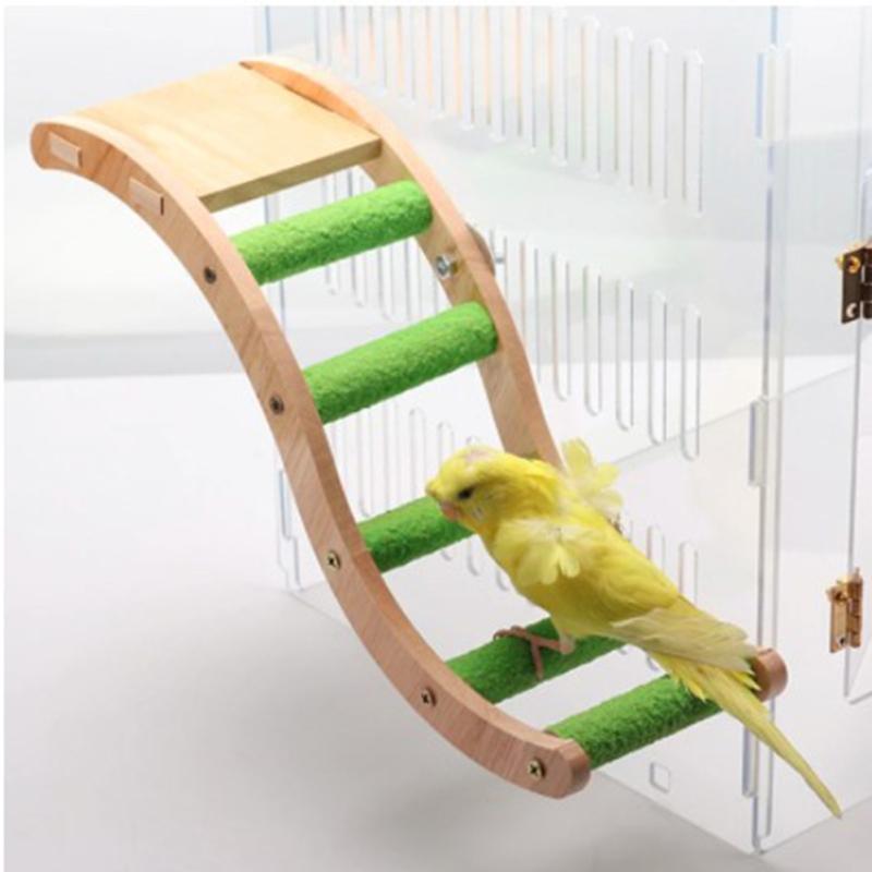 Pet Bird Wooden Ladder Play Platform Grinding Claws Interactive Toy Birds Cage Accessories Supplies