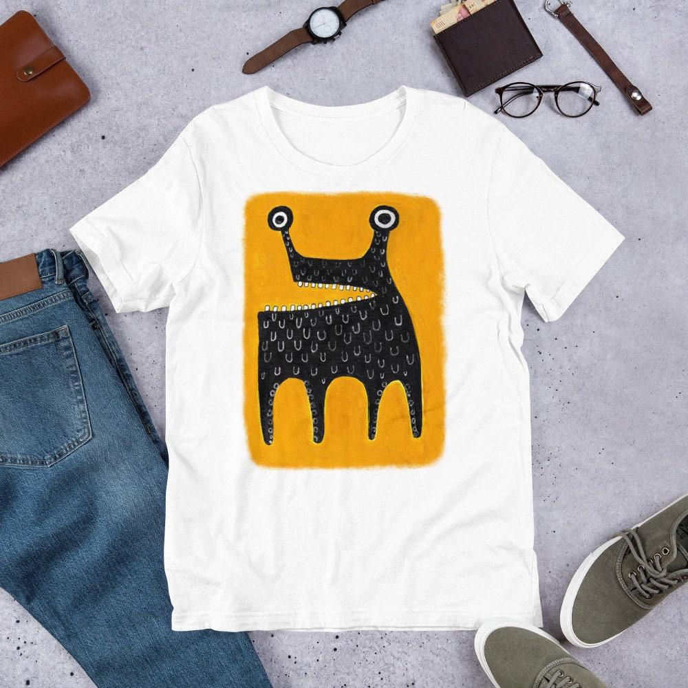 Monster Folk Art Gothic Quirky Alien Printing T-shirt Men Women Short Sleeve Street Casual Pe
