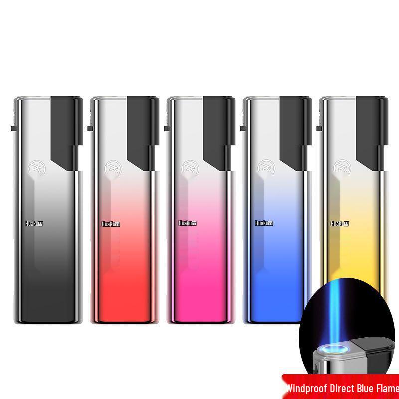 50 Durable Metal Windproof Lighters - Double Layer, Thickened, Inflatable, with Printed Lettering