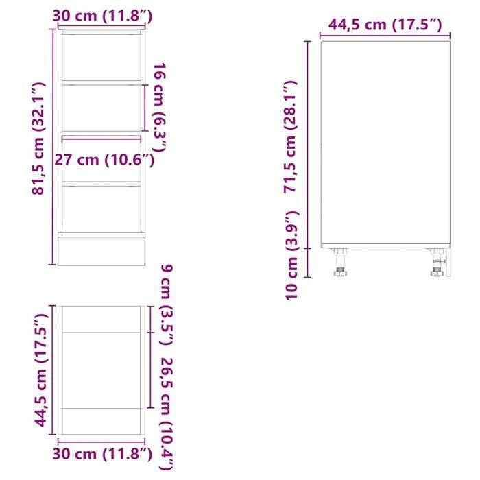 VidaXL Meuble bas "Riga" Gris béton 30 x 44,5 x 81,5 cm Bois d'ingénierie 854196